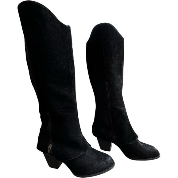 SODA Heaven Knee High Boots Womens SZ 9.5 Faux Suede Block Heel Zipper Tall - Picture 1 of 16